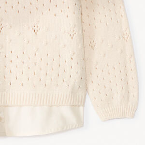 Pull manches longues uni en tricot fantaisie pour bébé fille  