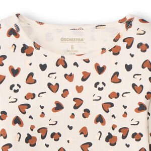 T-shirt manches longues côtelé imprimé cœurs tachetés pour fille 