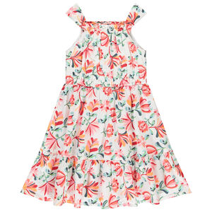 Robe sans manches taille empire à fleurs et évasé fille 