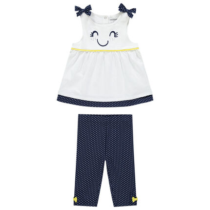 Ensemble Tunique A Noeuds Et Legging Court A Pois Pour Bebe Fille Orchestra Fr