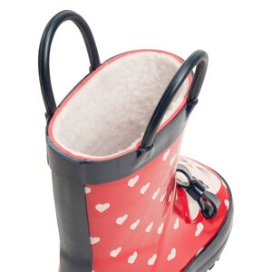 Bottes de pluie fourrées fille à coeurs et print lapin 