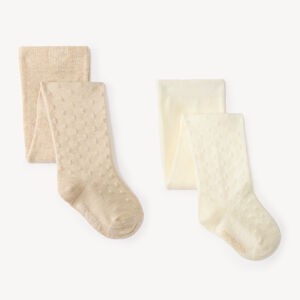 Lot de 2 collants en tricot pointelle uni pour bébé fille 