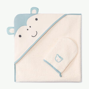 Set de bain 2 pièces éponge motifs singe pour bébé garçon 