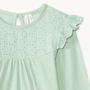 T-shirt à manches longues bébé fille avec broderie anglaise 