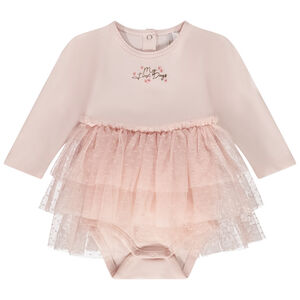Robe body effet 2 en 1 avec tulle plumetis pour bébé fille 