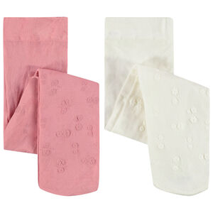 Lot de 2 collants fins fleuris pour bébé fille 