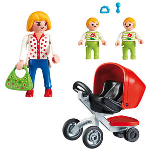 Jouet Maman avec jumeaux et landau 