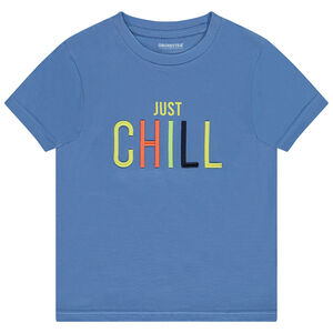 T-shirt manches courtes uni avec print et écriture brodée pour garçon 