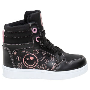 Baskets montantes effet cuir avec imprimés et badge Smiley Baby  