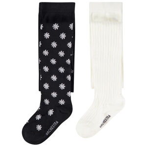 Lot de 2 paires de collants épais fantaisie pour fille 