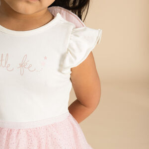 Robe bi-matière effet 2 en 1 avec ailes de papillon pour bébé fille 