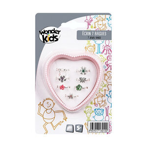 Écrin en forme de cœur avec 7 bagues en métal (modèle aléatoire) 