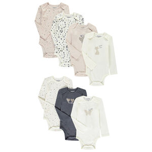 Lot de 7 bodies manches longues fantaisie pour bébé fille avec ouvertures différentes selon l'âge 