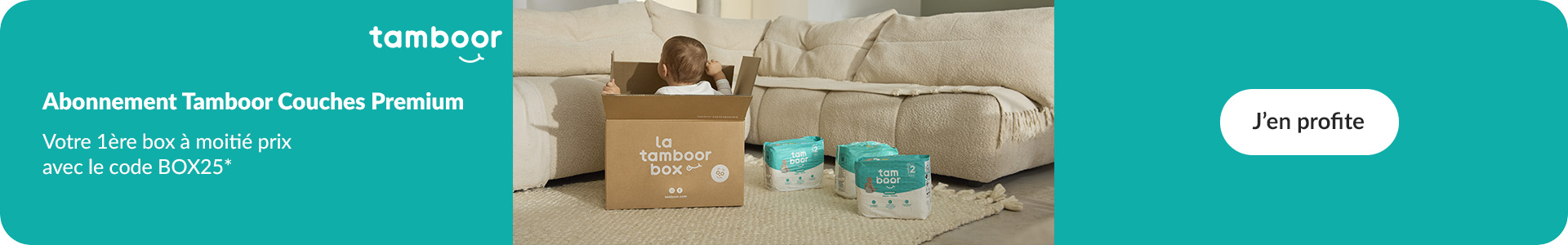 Abonnement Tamboor Couches Premium​ - Votre 1ère box à moitié prix avec le code BOX25*​