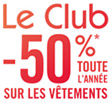 Remise Club Orchestra -50% sur les vêtements toute l'année pour les membres du Club