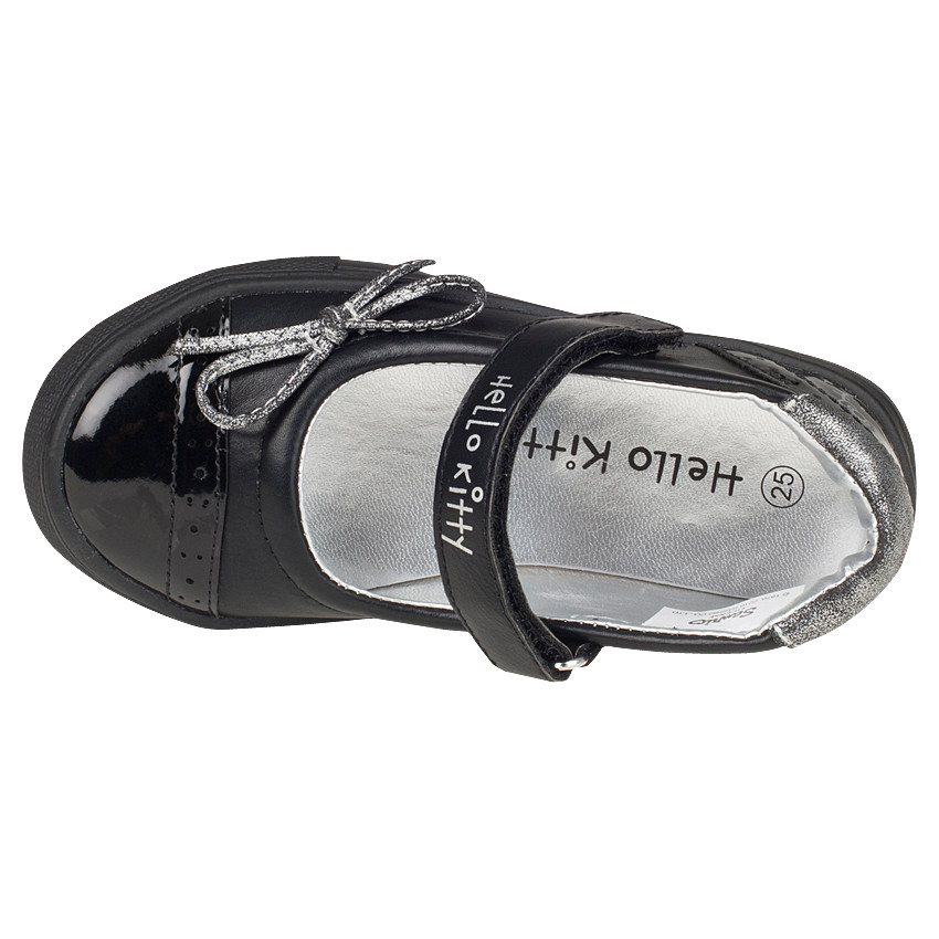 Babies noires Hello Kitty avec noeud argenté 