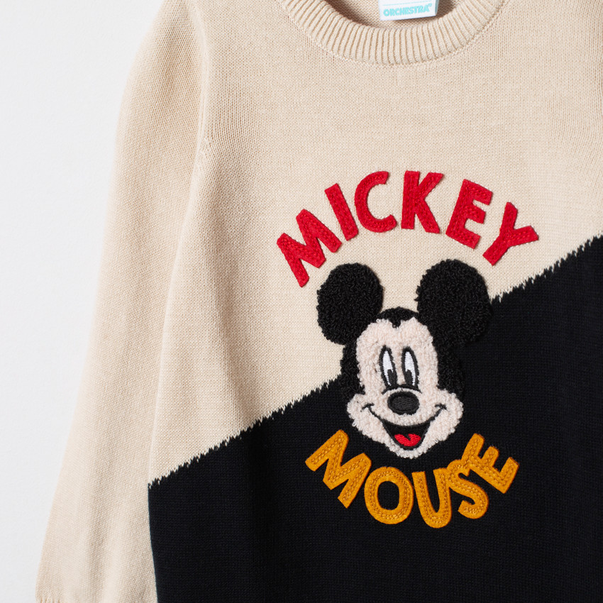 Pull en tricot bicolore motif Mickey Disney Main Pull en tricot bicolore motif Mickey Disney