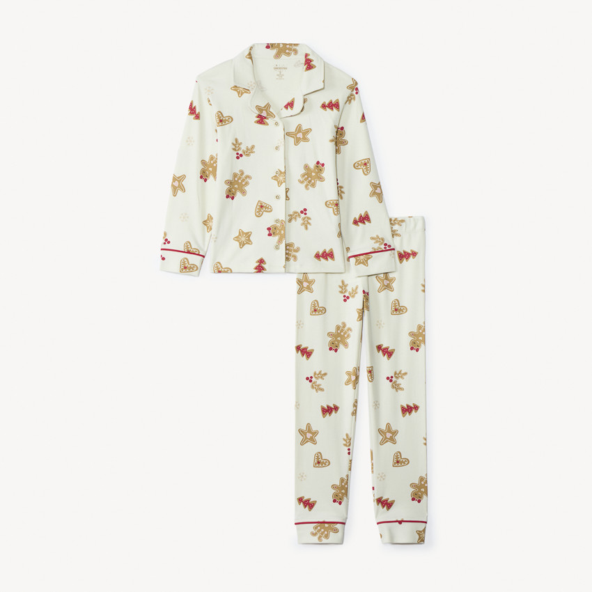 Set pyjama long en interlock imprimé Noël pour fille 