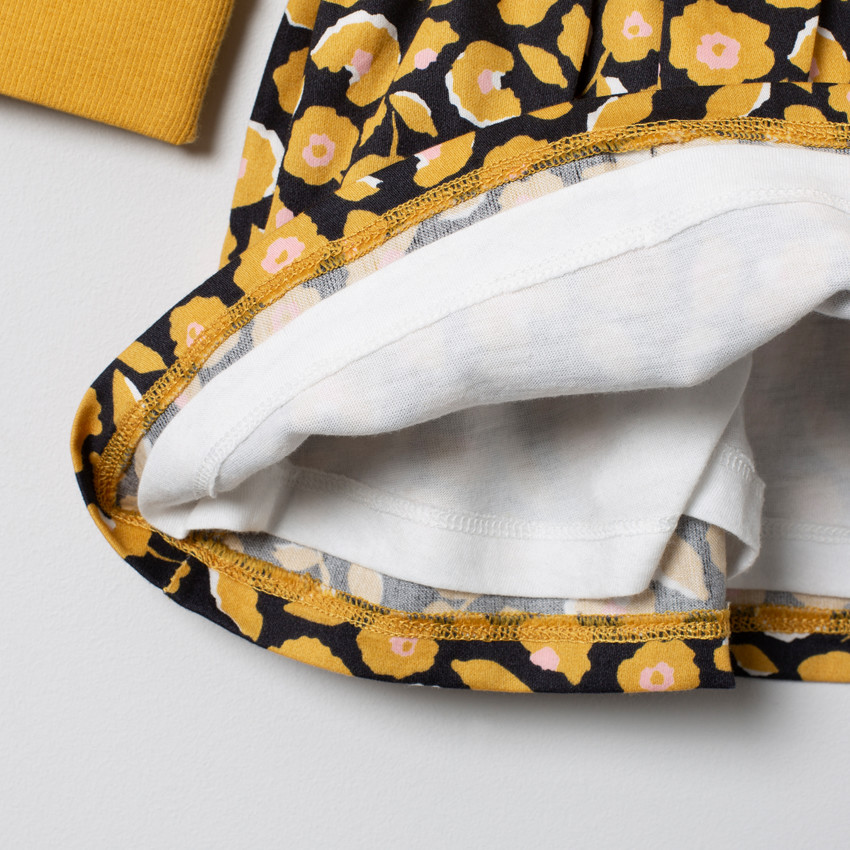 Robe manches longues effet 2 en 1 print fleurs 