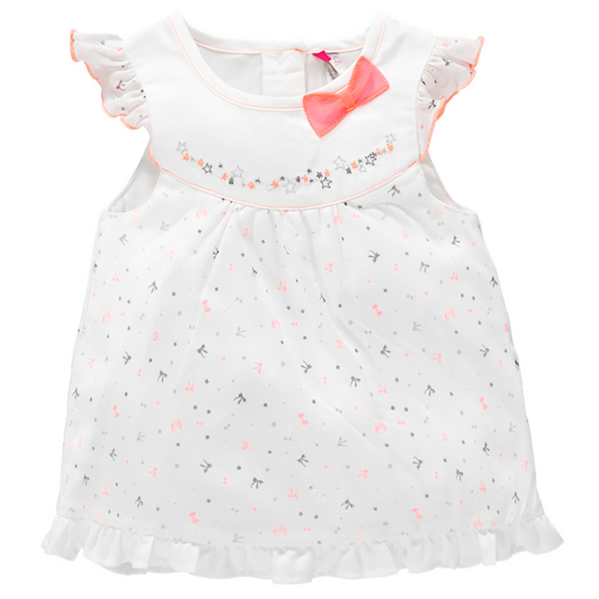 Tunique de cérémonie en popeline de coton et tulle  