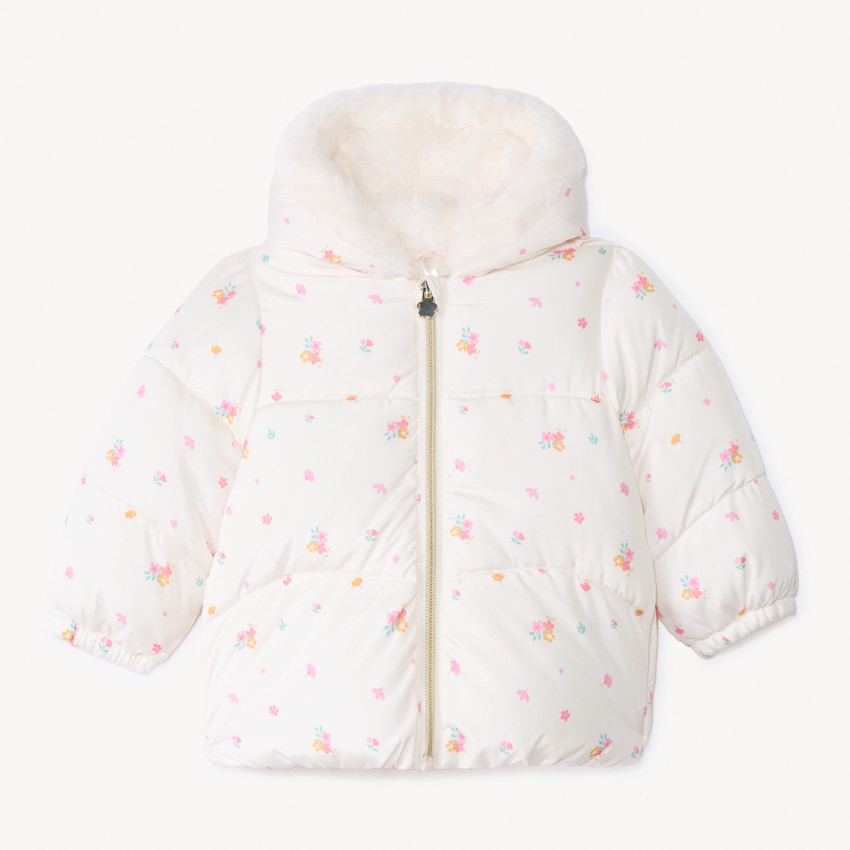 Doudoune imprimée fleurs et doublé sherpa pour bébé fille  