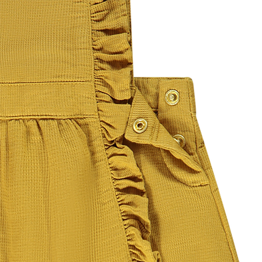 Salopette courte en coton armuré avec broderie pour bébé fille 