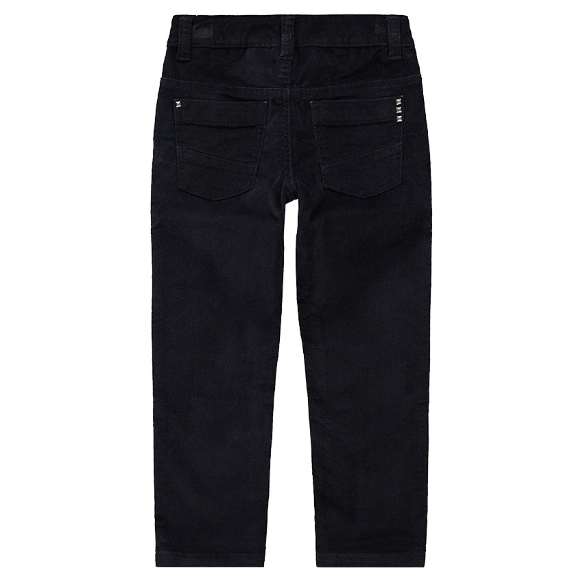 Pantalon en velours avec clous fantaisie, zips et effet crinkle 