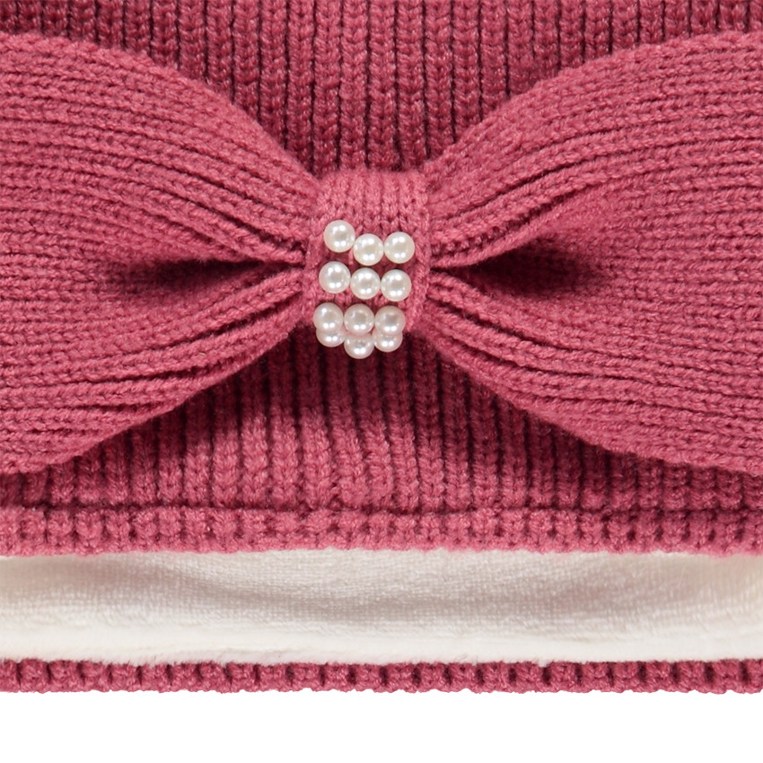 Set en tricot bonnet + snood à strass pour fille 