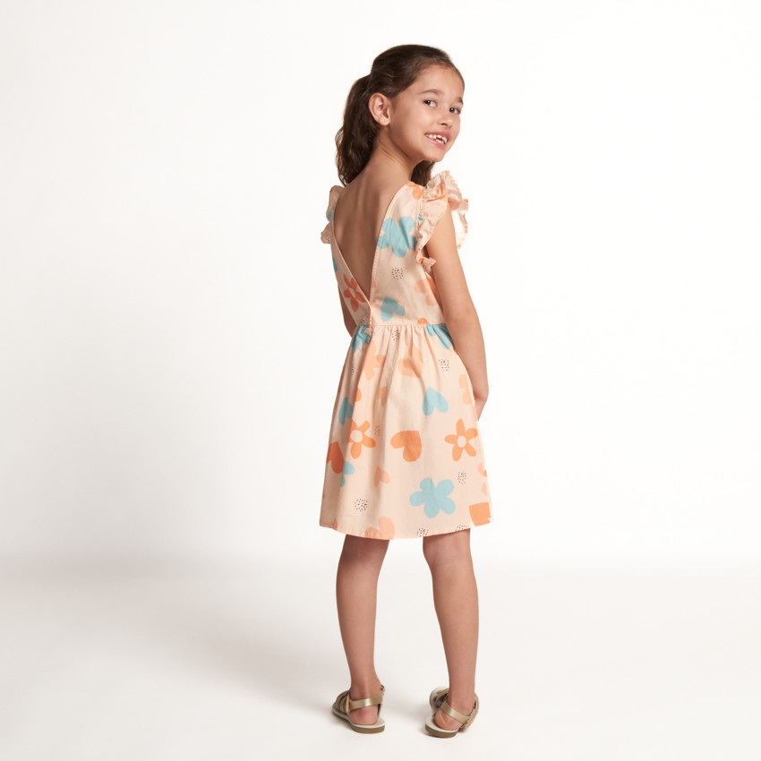 Robe manches courtes imprimée à dos nu pour fille 