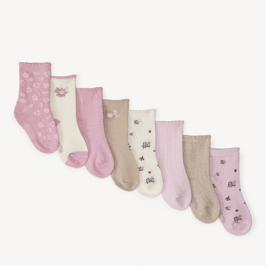 Lot de 8 paires de chaussettes festonnéesLot de 8 paires de chaussettes festonnées pour bébé fille