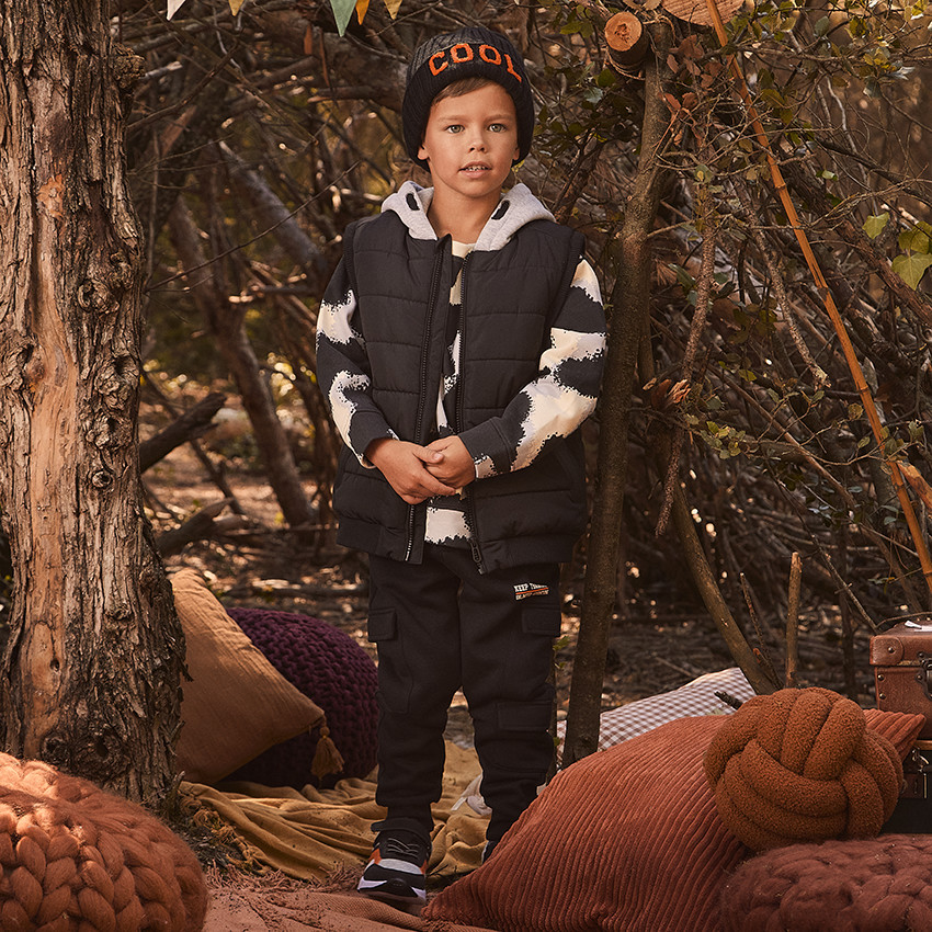 Doudoune sans manches à capuche molletonnée pour garçon 