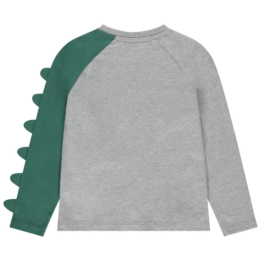 T-shirt manches longues motif dinosaure avec crête en relief 