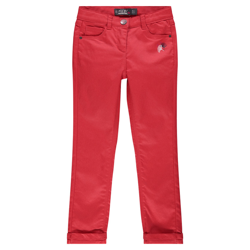 Pantalon slim rouge enduit  