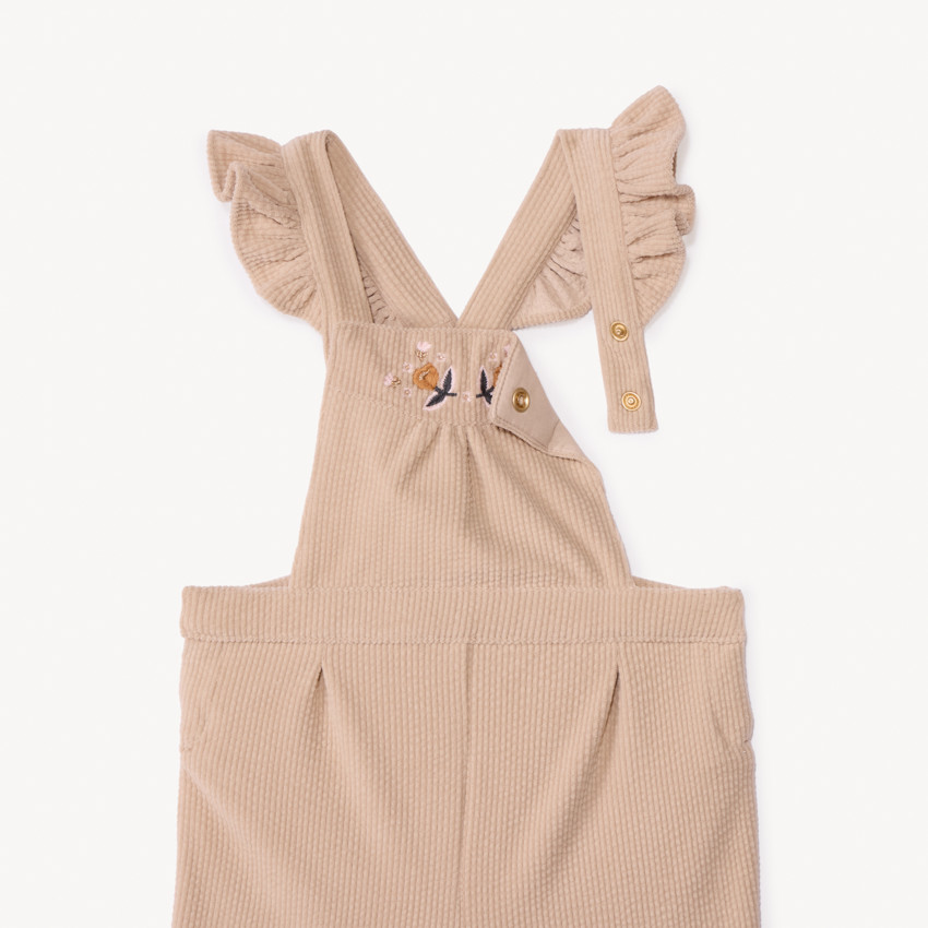 Salopette courte en velours côtelé brodé pour bébé fille 