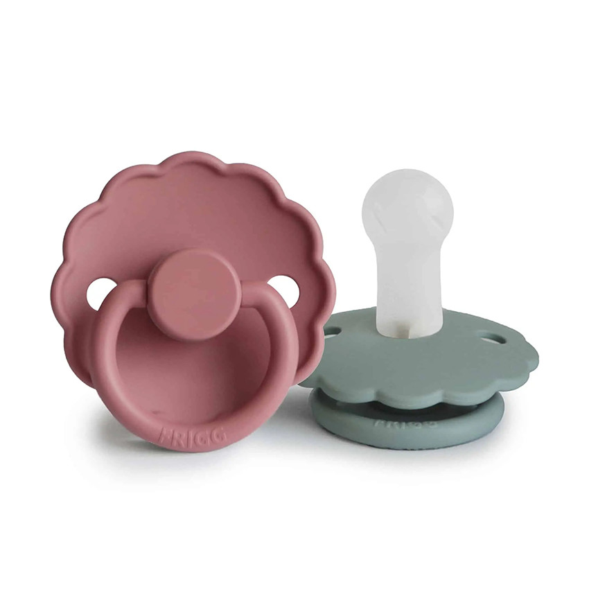 Lot de 2 sucettes en silicone Daisy Bloom T2 dusty rose/lily pad 