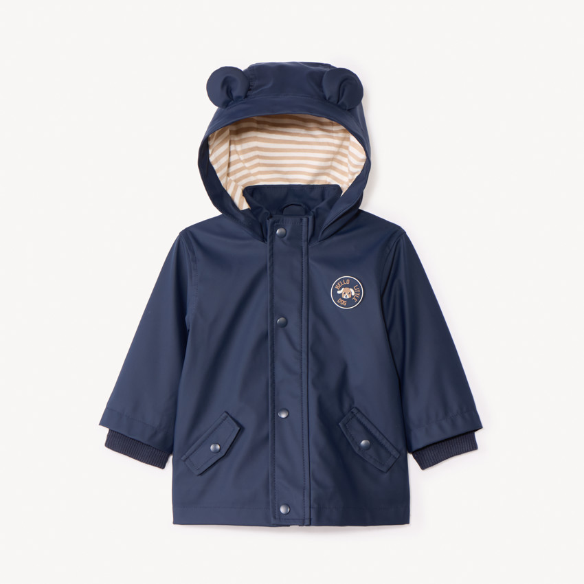Parka uni bleu marine avec capuche oreilles ludiques pour bébé garçon  