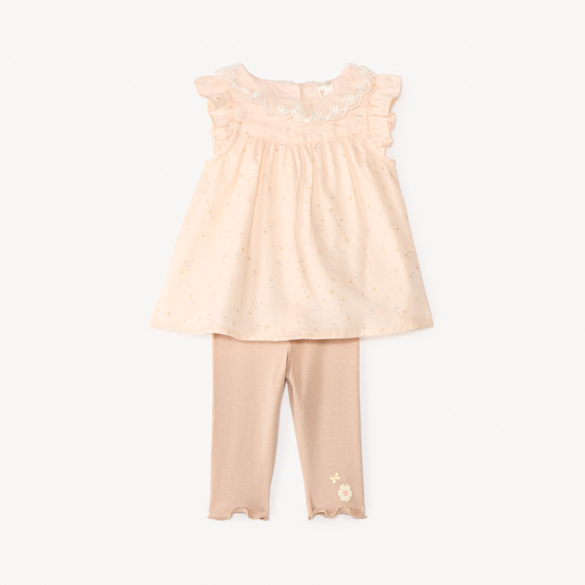 Ensemble 2 pièces tunique + caleçon bucolique pour bébé fille
