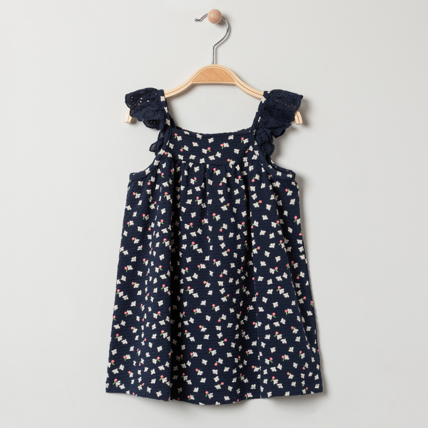 Tunique à manches en broderie anglaise et colombes imprimées 