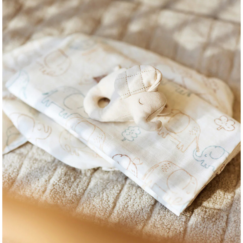 Lange Tetra gaze de coton Small - 70x70 cm - Elephant Tales - 3 pcs 