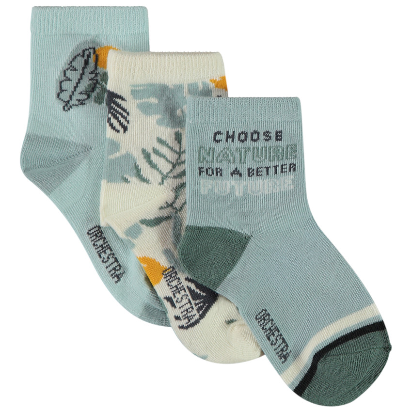 Lot de 3 paires de chaussettes motifs feuillage pour garçon 