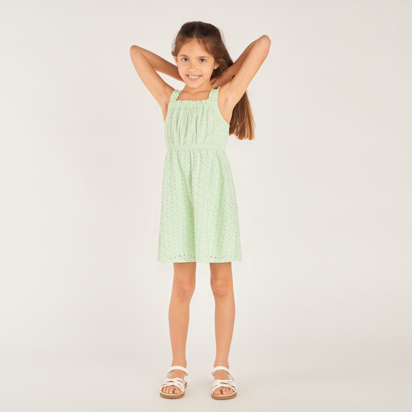 Robe à bretelles en broderie anglaise pour fille