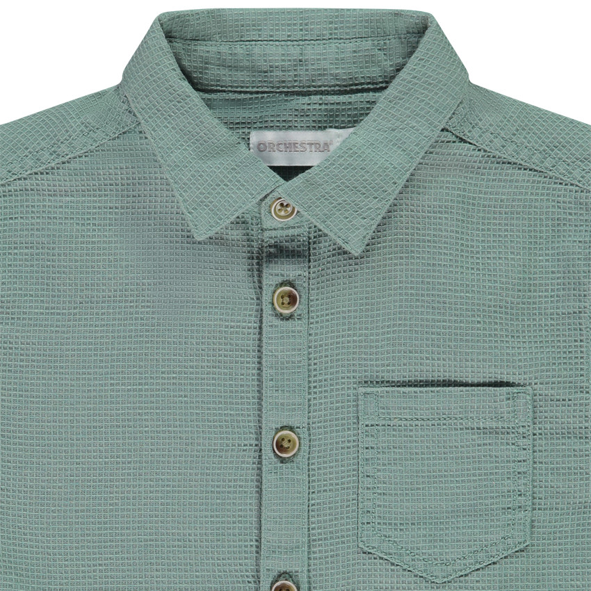 Chemise manches longues effet nid d'abeille pour garçon 