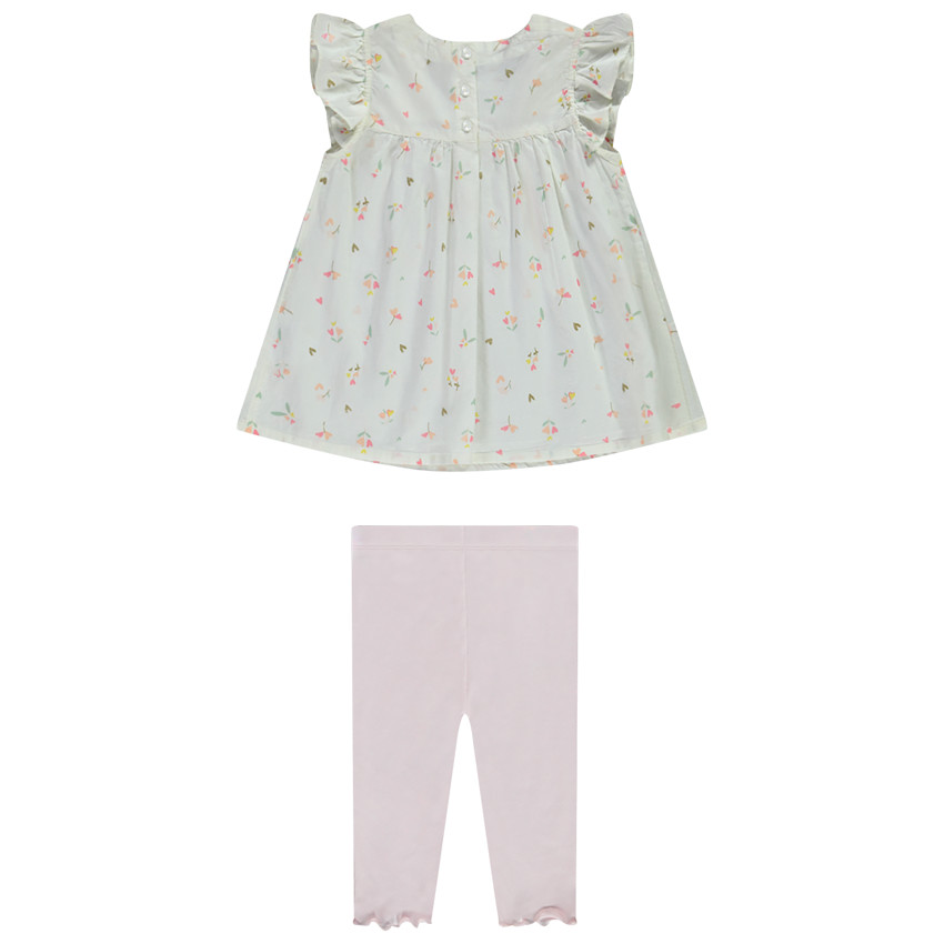 Ensemble 2 pièces avec tunique imprimé fleurs pour bébé fille 