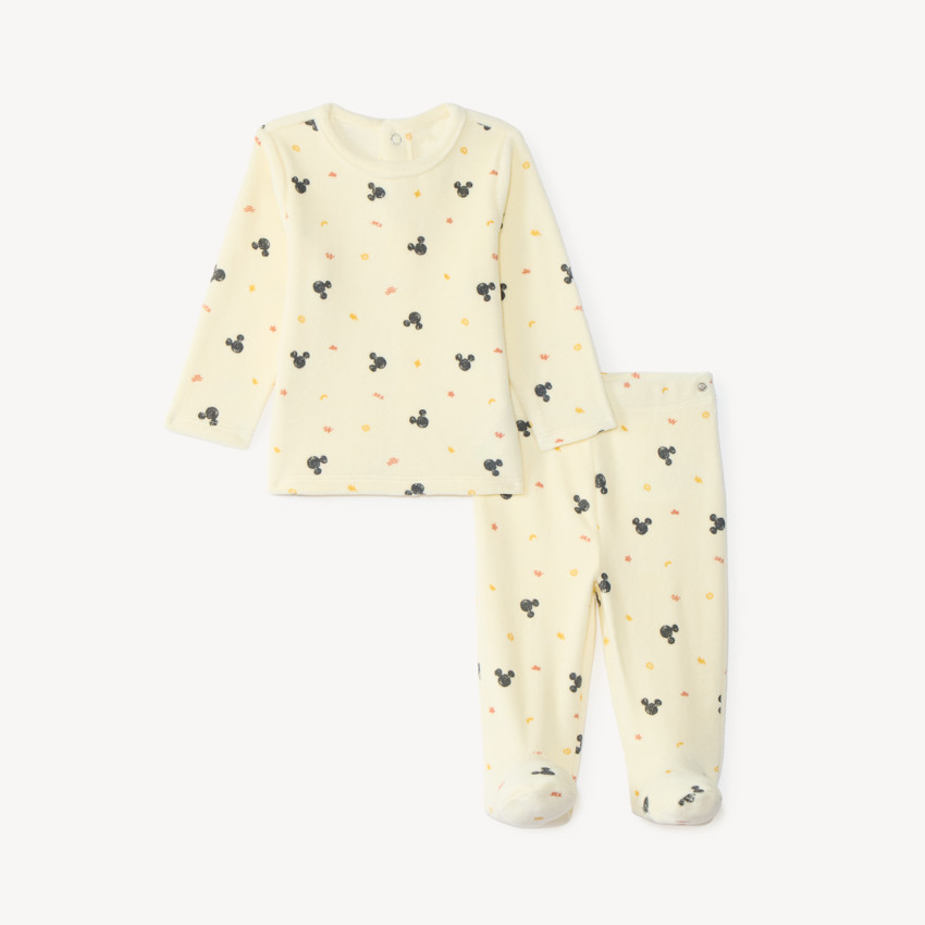 Ensemble de pyjama en velours bébé garçon imprimé Mickey Disney (finitions différentes selon l'âge)