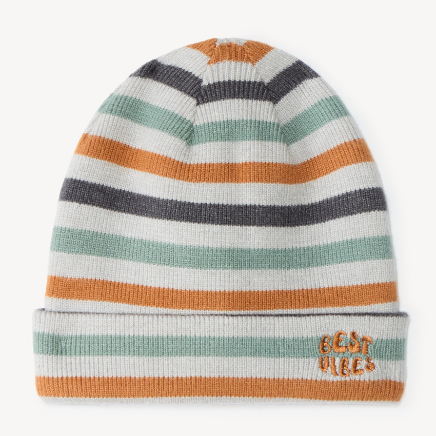 Bonnet bébé garçon à rayures multicolores 