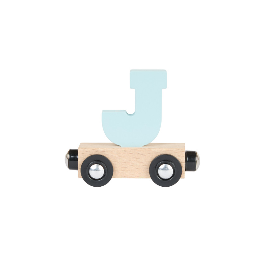 Lettre "J" wagon en bois - bleu