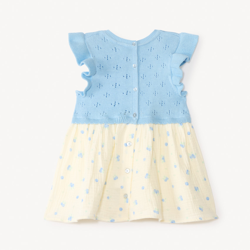 Robe tricot 2-en-1 imprimé myrtilles pour bébé fille 