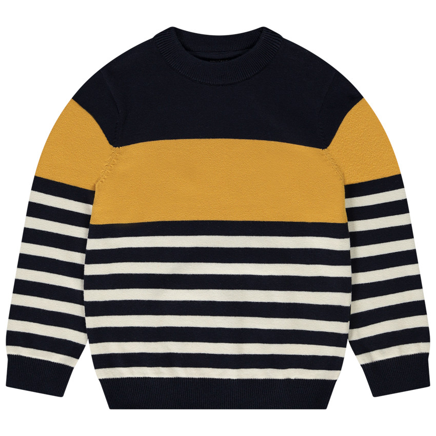 Pull en tricot rayé effet color block garçon