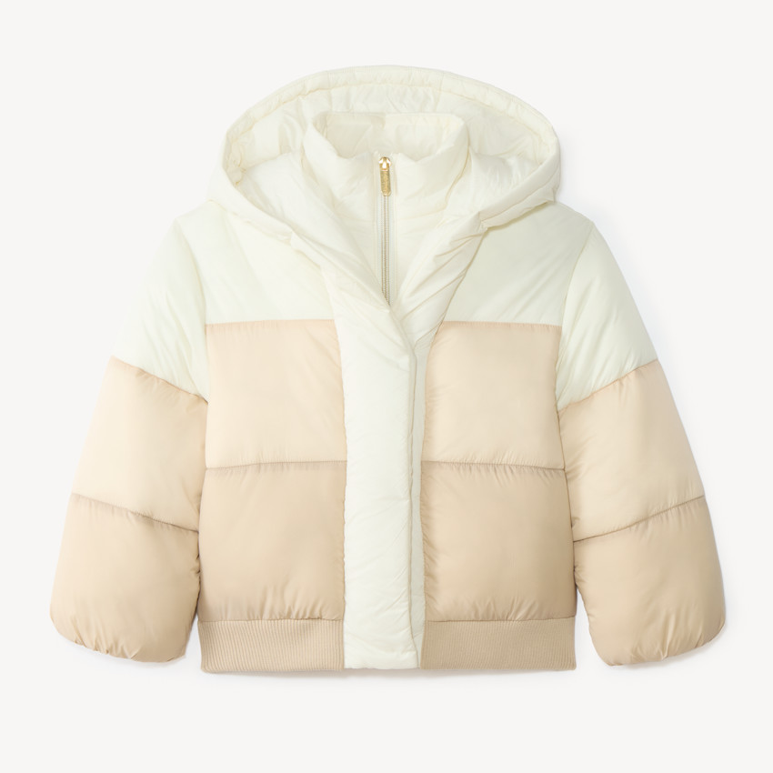 Doudoune fille courte matelassée effet colorblock