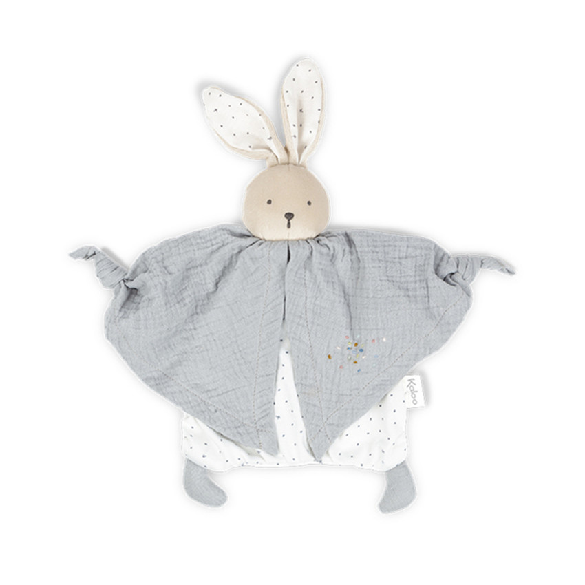 Doudou Lapin en coton - Gris Main Doudou Lapin en coton - Gris
